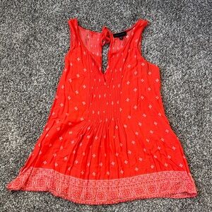 Sanctuary orange Printed Sleeveless Tie-Neck Tank